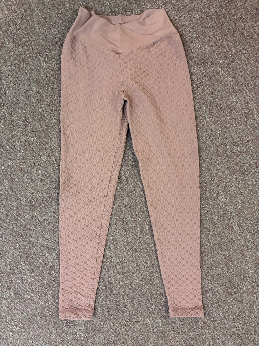 Seam-Textured High-Waist Leggings - Dusty Pink